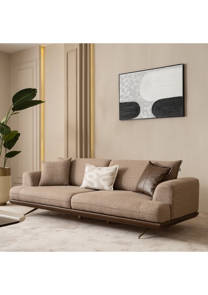 Sofia Üçlü Koltuk Kanepe Kahverengi