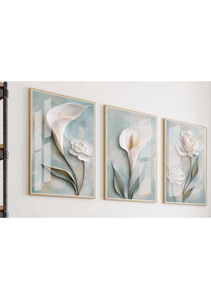 Ahşap Tablo, 3 Parça Çerçeveli Ahşap Tablo, Soft Yeşil Duvar Tablosu, Ev Dekoru fiyatları