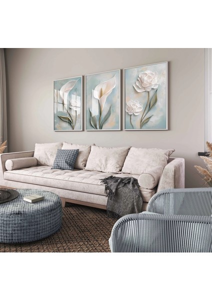 Ahşap Tablo, 3 Parça Çerçeveli Ahşap Tablo, Soft Yeşil Duvar Tablosu, Ev Dekoru fırsatları