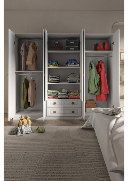 Bohem 6 Kapak 2 Çekmece Aynalı Gardırop Mdf Kapak fiyatları