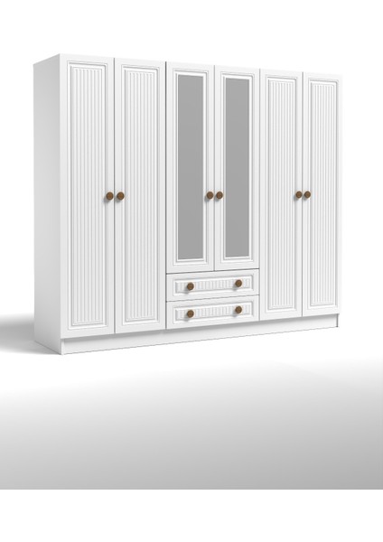 Bohem 6 Kapak 2 Çekmece Aynalı Gardırop Mdf Kapak indirimleri