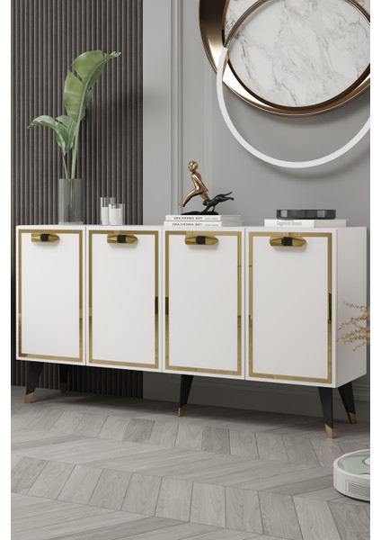 8221-32CT KB150 Konsol,tv Ünitesi Beyaz-Altın-Siyah fiyatları