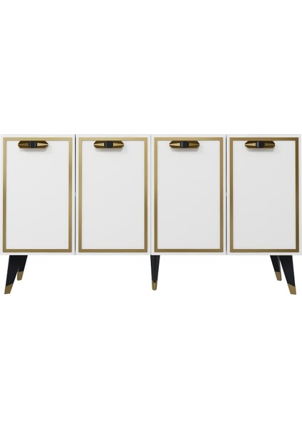 8221-32CT KB150 Konsol,tv Ünitesi Beyaz-Altın-Siyah