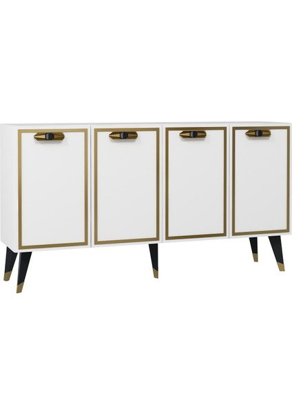 8221-32CT KB150 Konsol,tv Ünitesi Beyaz-Altın-Siyah