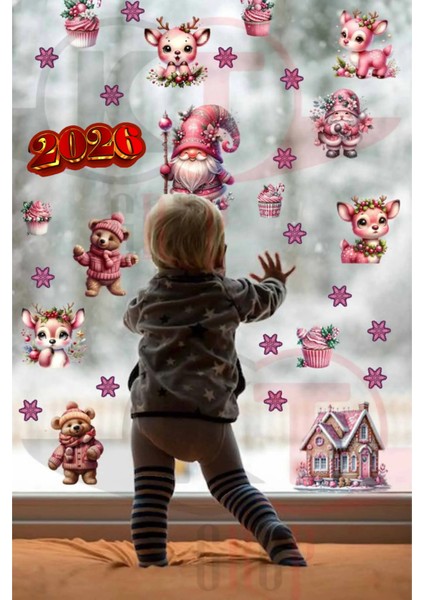 Yeni Yıl Yılbaşı Figürleri Hoşgeldin 2026 Kız Çocuk Yeni Sezon Cam Kapı Duvar Sticker Seti fırsatları