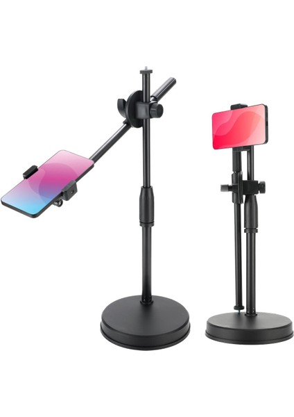 PSM139 Masaüstü Tripod 360° Döner Telefon Tutucu Ring Light Uyumlu Siyah