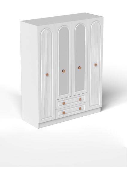 Bohem 4 Kapak 2 Çekmece Aynalı Gardırop Mdf Kapak