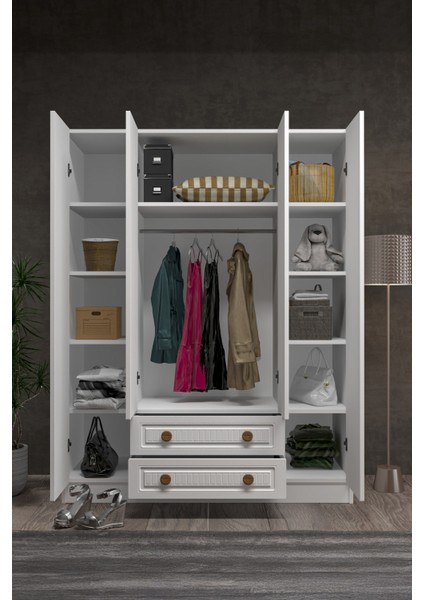 Bohem 4 Kapak 2 Çekmece Aynalı Gardırop Mdf Kapak modelleri