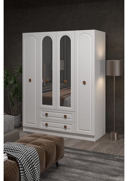 Bohem 4 Kapak 2 Çekmece Aynalı Gardırop Mdf Kapak fırsatları