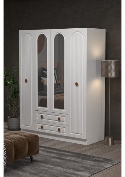 Bohem 4 Kapak 2 Çekmece Aynalı Gardırop Mdf Kapak indirimleri