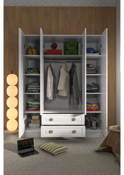 4 Kapak 2 Çekmece Gardırop Mdf Kapak fiyatları