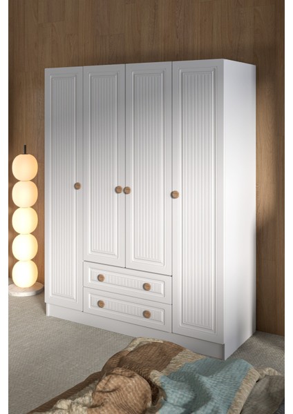 4 Kapak 2 Çekmece Gardırop Mdf Kapak modelleri