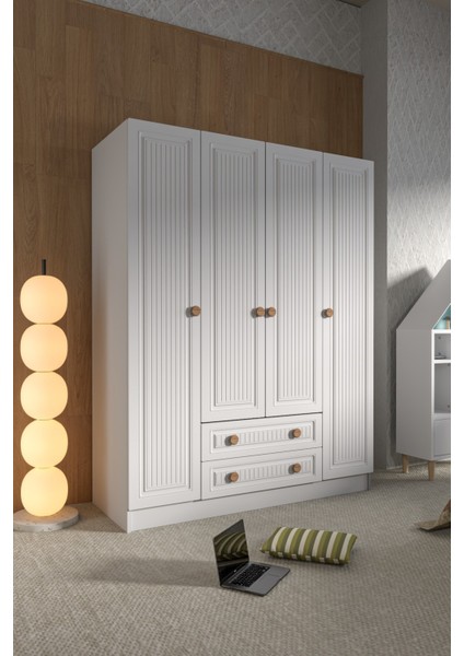 4 Kapak 2 Çekmece Gardırop Mdf Kapak fırsatları