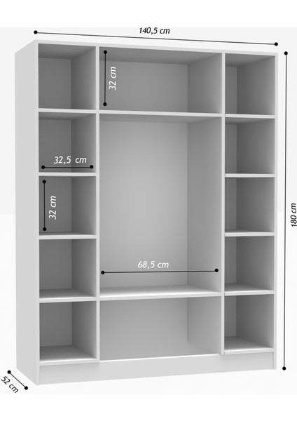 4 Kapak 2 Çekmece Gardırop Mdf Kapak