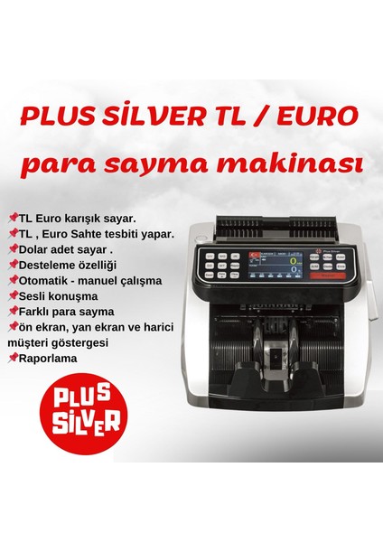 Plus Silver Kağıt Para Sayma Makinesi