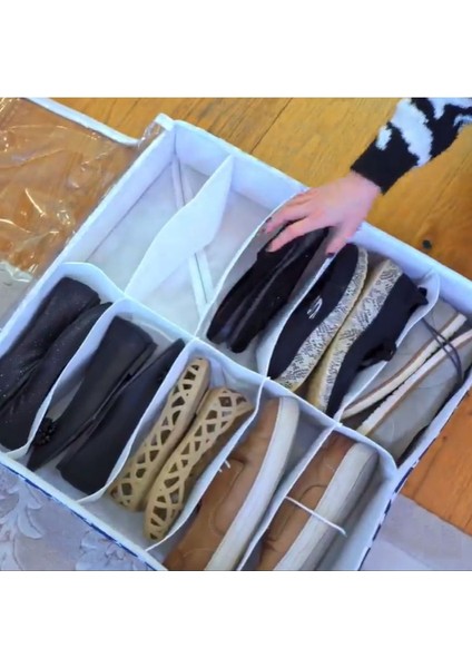 10 Bölmeli Ayakkabı Saklama Çantası Düzenleyici Hurç Gri Çizgili fiyatları