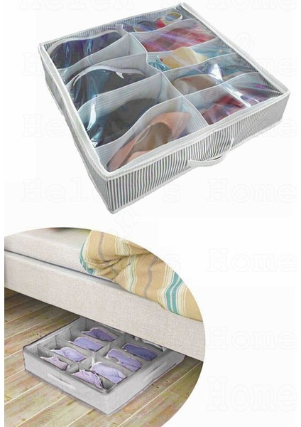 10 Bölmeli Ayakkabı Saklama Çantası Düzenleyici Hurç Gri Çizgili fırsatları