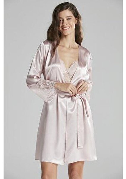 Kadın Saten Altılı Çeyiz Seti - 6015 Şık Gecelik ve Sabahlık Takımı