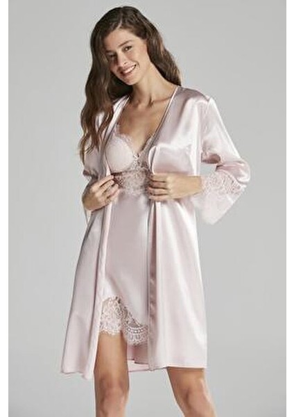 Kadın Saten Altılı Çeyiz Seti - 6015 Şık Gecelik ve Sabahlık Takımı