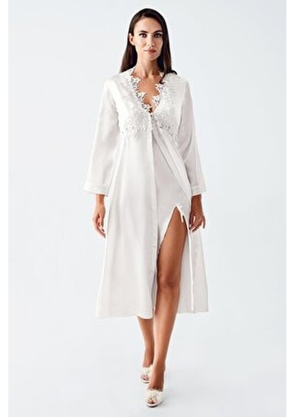 4000 Ekru Renk Saten 6lı Çeyiz Seti Kadın Askılı Tasarım ile Şıklık ve Konfor