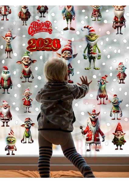 Yeni Yıl Yılbaşı Figürleri Hoşgeldin 2026 Elf ve Canavar Figürleri Sticker Seti fiyatları