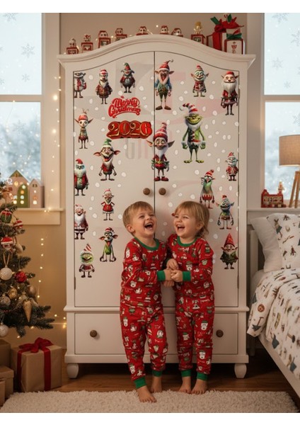 Yeni Yıl Yılbaşı Figürleri Hoşgeldin 2026 Elf ve Canavar Figürleri Sticker Seti modelleri