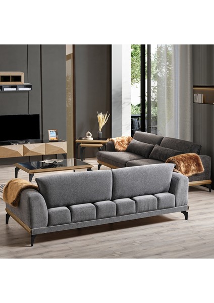 Piramit Üçlü Koltuk Kanepe Gri modelleri