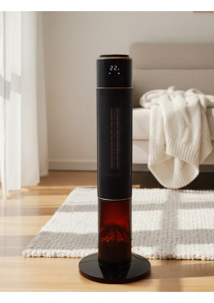 German Black Hg-Blko OLED Oval Seri Şömineli Ekran Dijital Seramik Kule Tipi Fanlı Isıtıcı Uzaktan Kumandalı indirimleri