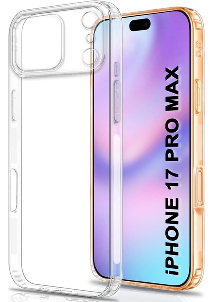iPhone 17 Pro Max Şeffaf Silikon Kılıf – Şarj Yeri Tıpalı, Kenarları Kaymaz