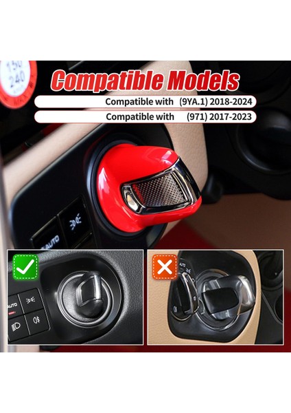 Araba Motor Başlangıç Durdur Düğmesi Kapak Braket Dekorasyon Kapağı Porsche Için Yeni Cayenne 9ya 1 Panamera 971 Siyah (Yurt Dışından) modelleri