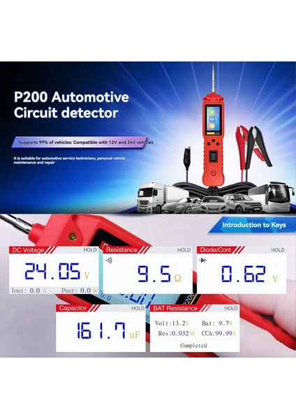 P200 Araç Elektrik Devresi Test Cihazı Prob Kalem Test Cihazı Voltaj Dirençli Test Güç Prob Kiti Otomatik Pil Teste A (Yurt Dışından) fiyatları