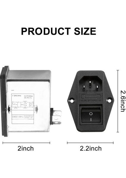 Lehim Pabuç Terminalleri Iec 320 C14 Emı Filtresi + Tekne Anahtarı + Sigorta Tutucu (Yurt Dışından)