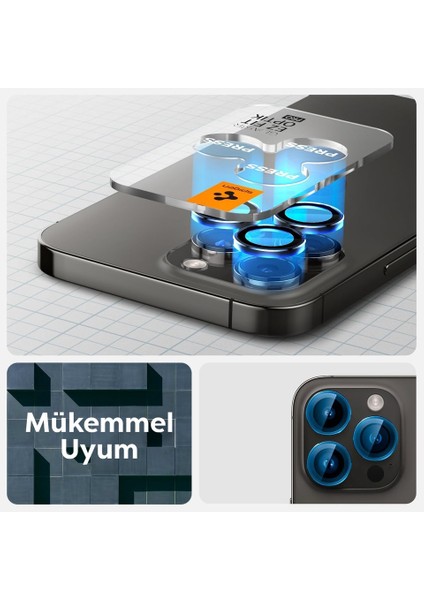 Apple iPhone 17 Pro Max / 17 Pro / 16 Pro Max / 16 Pro / 15 Pro Max / 15 Pro / 14 Pro Max ile Uyumlu Kamera Lens Camı Koruyucu Kolay Kurulum GLAS.tR EZ Fit Optik Pro 2 Adet Black - AGL05205 modelleri