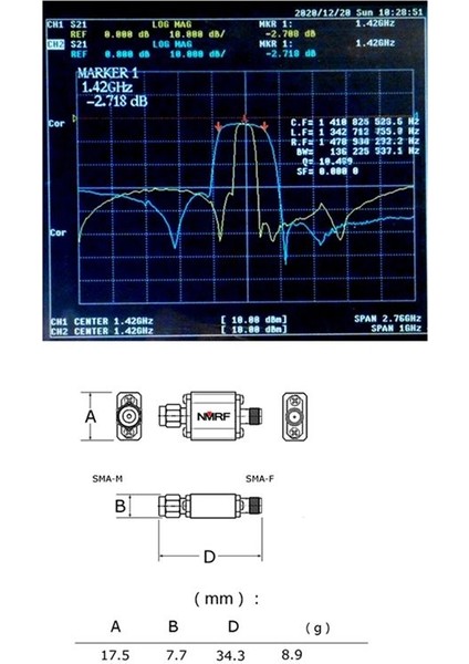Nmrf 1420MHZ Bant Geçidi Filtresi Testere Bant Geçidi Sma Arayüzü 80MHZ Bant Genişliği Sma-M Sma-F Arayüz Bant Geçidi Filtre Alıcısı (Yurt Dışından) fiyatları