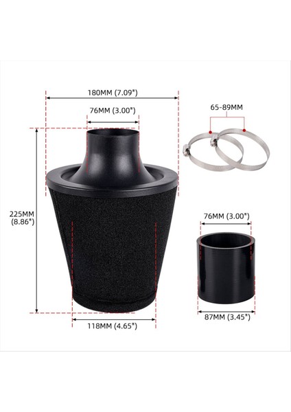 Araba Universal 76MM Hava Filtresi Tarzı Filtre Araç Modifiye Parçalar 76MM Filtre (Yurt Dışından)