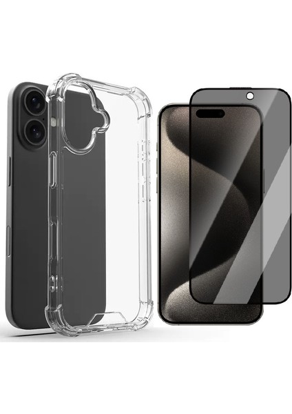 Apple iPhone 16 Kılıf Zore Nitro Anti Shock Silikon Kılıf + Hayalet Ekran Koruyucu