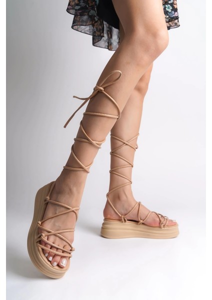 Samantha Bilekten Bağlamalı Ortopedik Taban Kadın Terlik Ctt - Ten