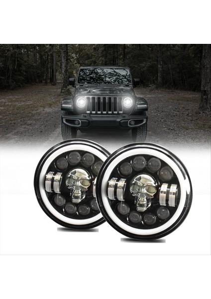 Kafatası Yuvarlak LED Far 7 Inç LED Head Light Lambası Offroad Hafif Açılı Gözler Jeep Wrangler Jk Tj Lj Cj Hummber H1 H2 (Yurt Dışından) fiyatları