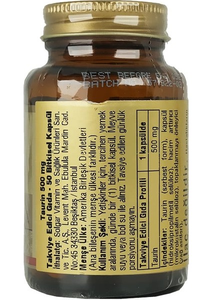 Taurin 500 mg 50 Kapsül fırsatları
