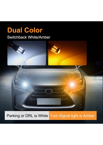 4pcs T20 7443 W21/5W 5630 Ampuller Çift Renk LED Ampul Kanbus Araç Dönüş Sinyal Lambası (Yurt Dışından) fiyatları