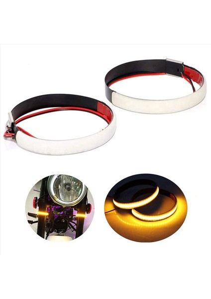 Evrensel Motosiklet Çatal LED Turn Sinyal Şerit Işıkları Kiti 45-70MM Çatal 4pcs Amber (Yurt Dışından) fiyatları
