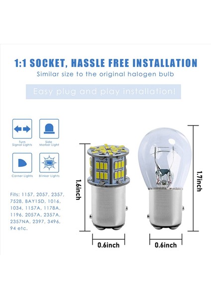 4x 1157 LED Ampul Beyaz 54SMD 1080 Lümenler 7528 2357 2057 Fren Kuyruğu Için LED Ampuller Park Park Yedek Işığı (Yurt Dışından) modelleri