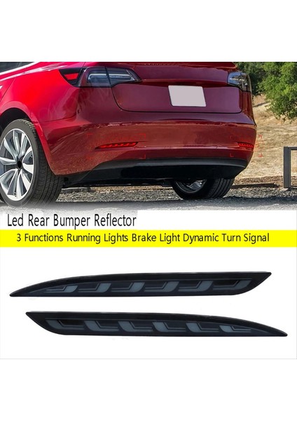 Tesla Model 3 Y 2017-2022 Siyah LED Arka Tampon Reflektörü 3 Fonksiyon Çalışan Işık Fren Işığı Dinamik Dönüş Sinyali (Yurt Dışından) fırsatları