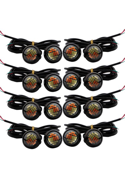 16 Pcs Araba 12V 23MM Çift Renk Geçiş 4014 12 LED Drl Eagle Göz Gündüz Işığı (Yurt Dışından)
