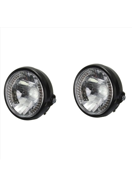 2pcs 7 Inç Motosiklet Yuvarlak Far Halojen H4 Bobber Için Hafif Lamba (Yurt Dışından)
