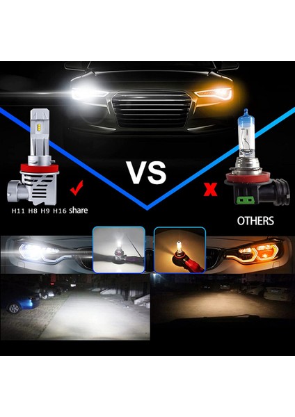 H11 H8 H9 H16 LED Far Ampulleri Set Başına 12000LM Set 6500K Soğuk Beyaz Kablosuz Far LED Ampul 2 (Yurt Dışından) modelleri