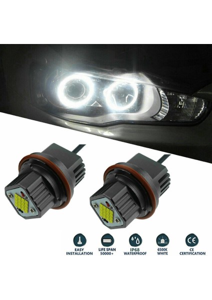 2pc Beyaz Melek Gözler Halo Halka Işaretleyici Işık LED Ampul Far 80W 6000K -Bmw 1 5 7 Serisi X3 X5 E39 E53 E60 E66 E87 (Yurt Dışından) modelleri