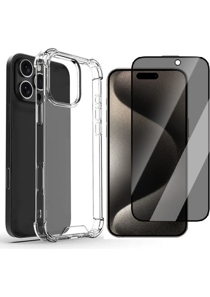 Apple iPhone 16 Pro Kılıf Zore Nitro Anti Shock Silikon Kılıf + Hayalet Ekran Koruyucu