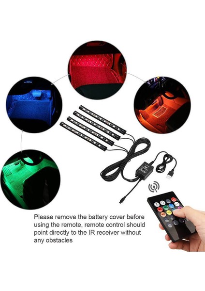 8x DC12V 9 LED Rgb Otomobil Iç Atmosfer Ayak Boşluğu Şeridi Işık USB Şarj Cihazı (Yurt Dışından) fırsatları