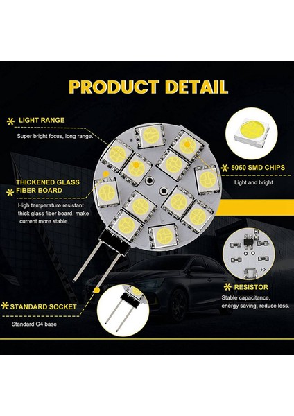 24PCS G4 Puck Işıkları LED Ampul Yan Pim Tabanı G4 5050 12SMD LED Rv Kamp Hafif Ev Okuma Işığı Beyaz (Yurt Dışından) indirimleri